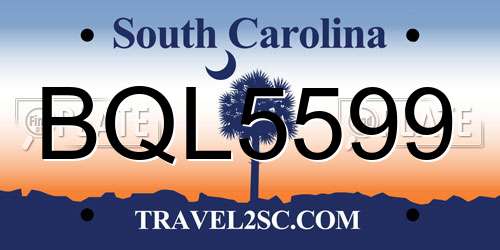 BQL5599 South Carolina License Plate