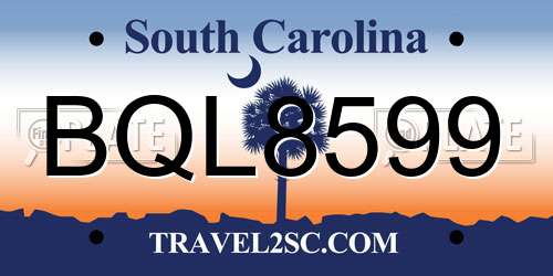BQL8599 South Carolina License Plate