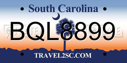 BQL8899 South Carolina License Plate