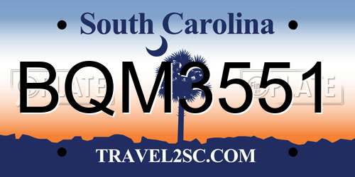 BQM3551 South Carolina License Plate