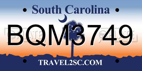 BQM3749 South Carolina License Plate