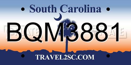 BQM3881 South Carolina License Plate
