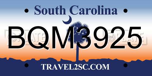 BQM3925 South Carolina License Plate
