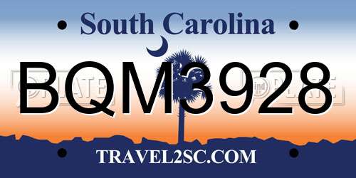 BQM3928 South Carolina License Plate