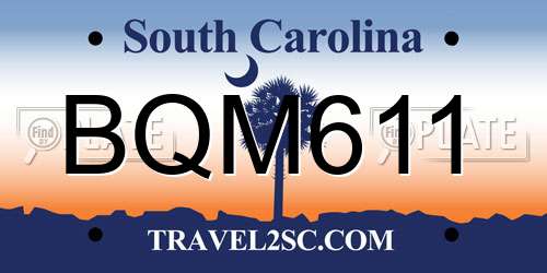BQM611 South Carolina License Plate