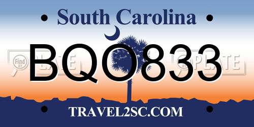 BQO833 South Carolina License Plate