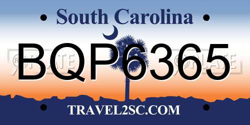 BQP6365 South Carolina License Plate