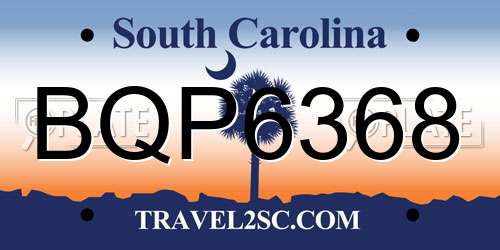 BQP6368 South Carolina License Plate