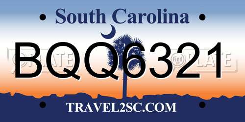 BQQ6321 South Carolina License Plate