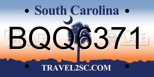 BQQ6371 South Carolina License Plate