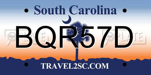 BQR57D South Carolina License Plate