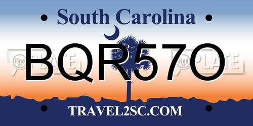 BQR57O South Carolina License Plate