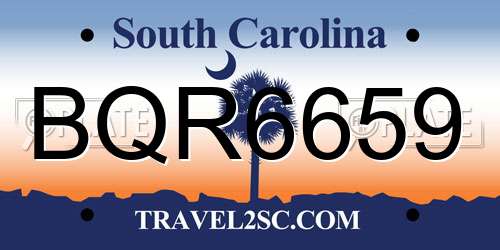 BQR6659 South Carolina License Plate