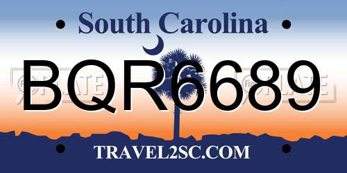 BQR6689 South Carolina License Plate