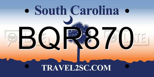 BQR870 South Carolina License Plate