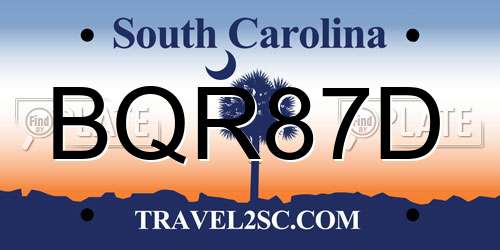 BQR87D South Carolina License Plate