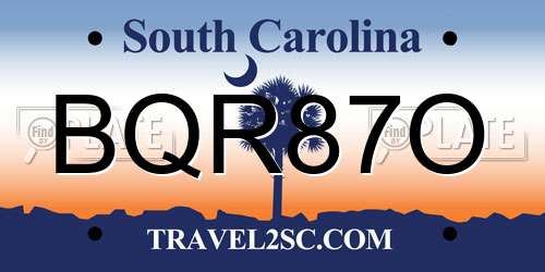 BQR87O South Carolina License Plate