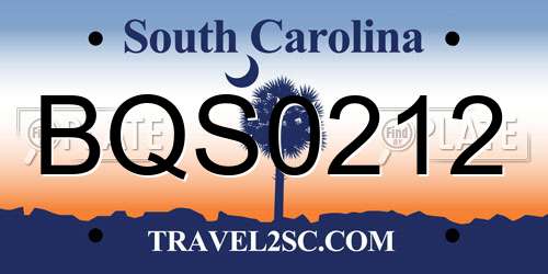 BQS0212 South Carolina License Plate