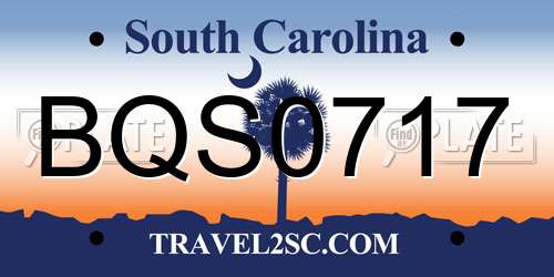 BQS0717 South Carolina License Plate