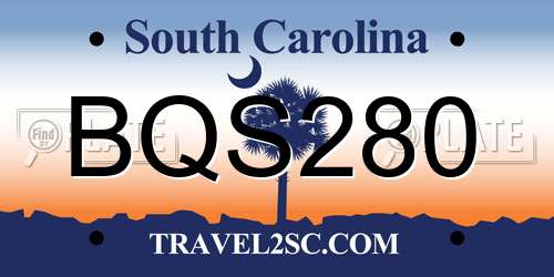 BQS280 South Carolina License Plate