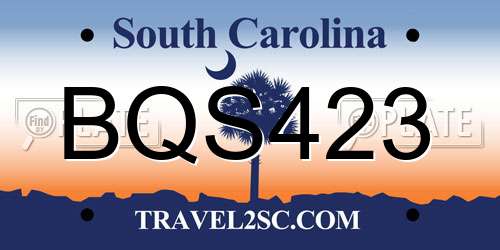 BQS423 South Carolina License Plate