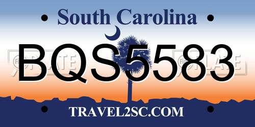 BQS5583 South Carolina License Plate