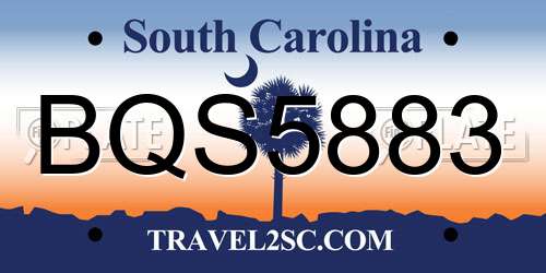 BQS5883 South Carolina License Plate