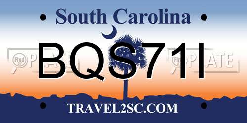 BQS71I South Carolina License Plate
