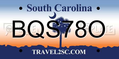 BQS78O South Carolina License Plate