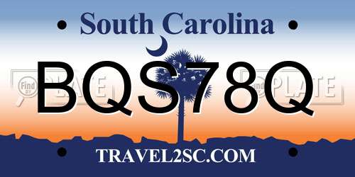 BQS78Q South Carolina License Plate