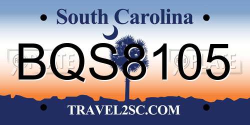 BQS8105 South Carolina License Plate