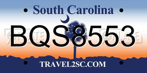 BQS8553 South Carolina License Plate