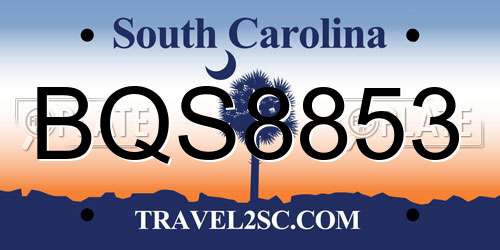 BQS8853 South Carolina License Plate