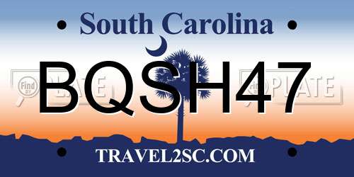 BQSH47 South Carolina License Plate
