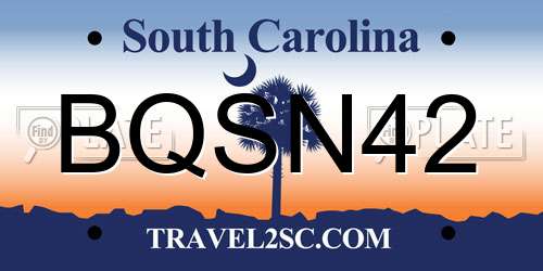 BQSN42 South Carolina License Plate