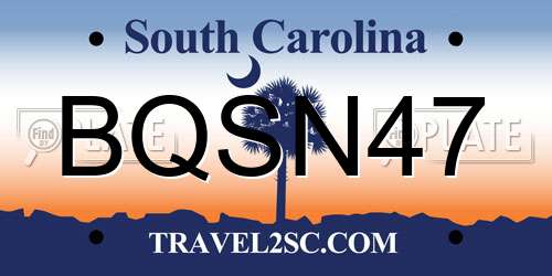 BQSN47 South Carolina License Plate