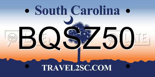 BQSZ50 South Carolina License Plate