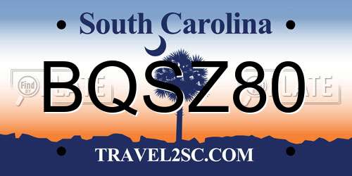 BQSZ80 South Carolina License Plate