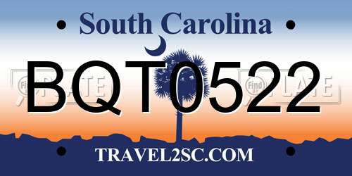 BQT0522 South Carolina License Plate