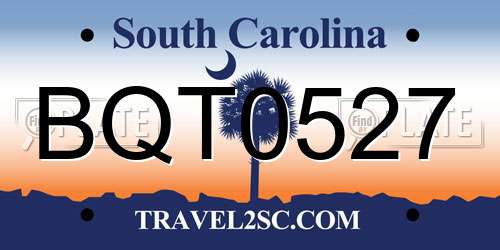 BQT0527 South Carolina License Plate