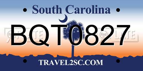 BQT0827 South Carolina License Plate