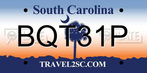 BQT31P South Carolina License Plate