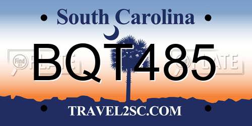 BQT485 South Carolina License Plate