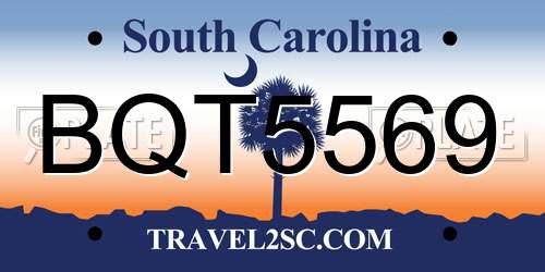BQT5569 South Carolina License Plate