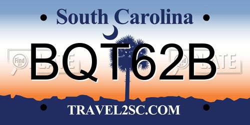 BQT62B South Carolina License Plate