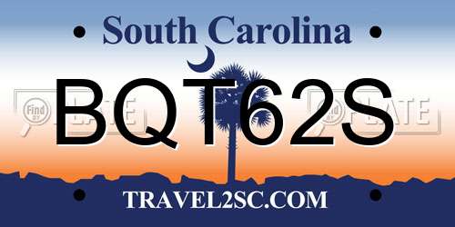 BQT62S South Carolina License Plate