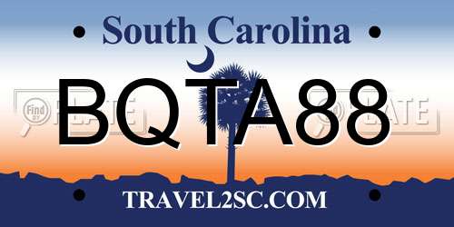 BQTA88 South Carolina License Plate