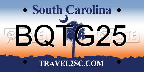 BQTG25 South Carolina License Plate