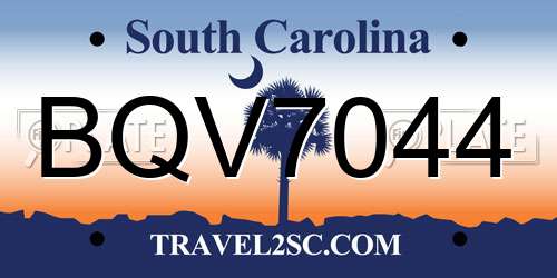 BQV7044 South Carolina License Plate