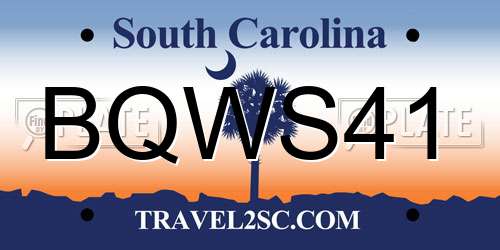 BQWS41 South Carolina License Plate